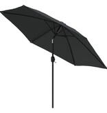 VidaXL Parasol met LED-verlichting en stalen paal 300 cm antraciet