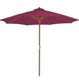VidaXL Parasol met houten paal 300 cm bordeauxrood