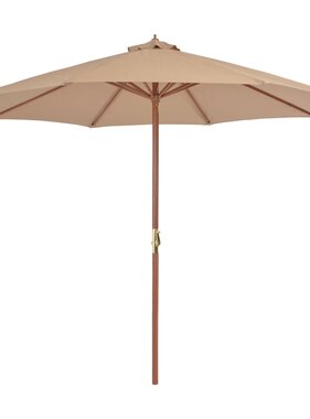VidaXL Parasol met houten paal 300 cm taupe