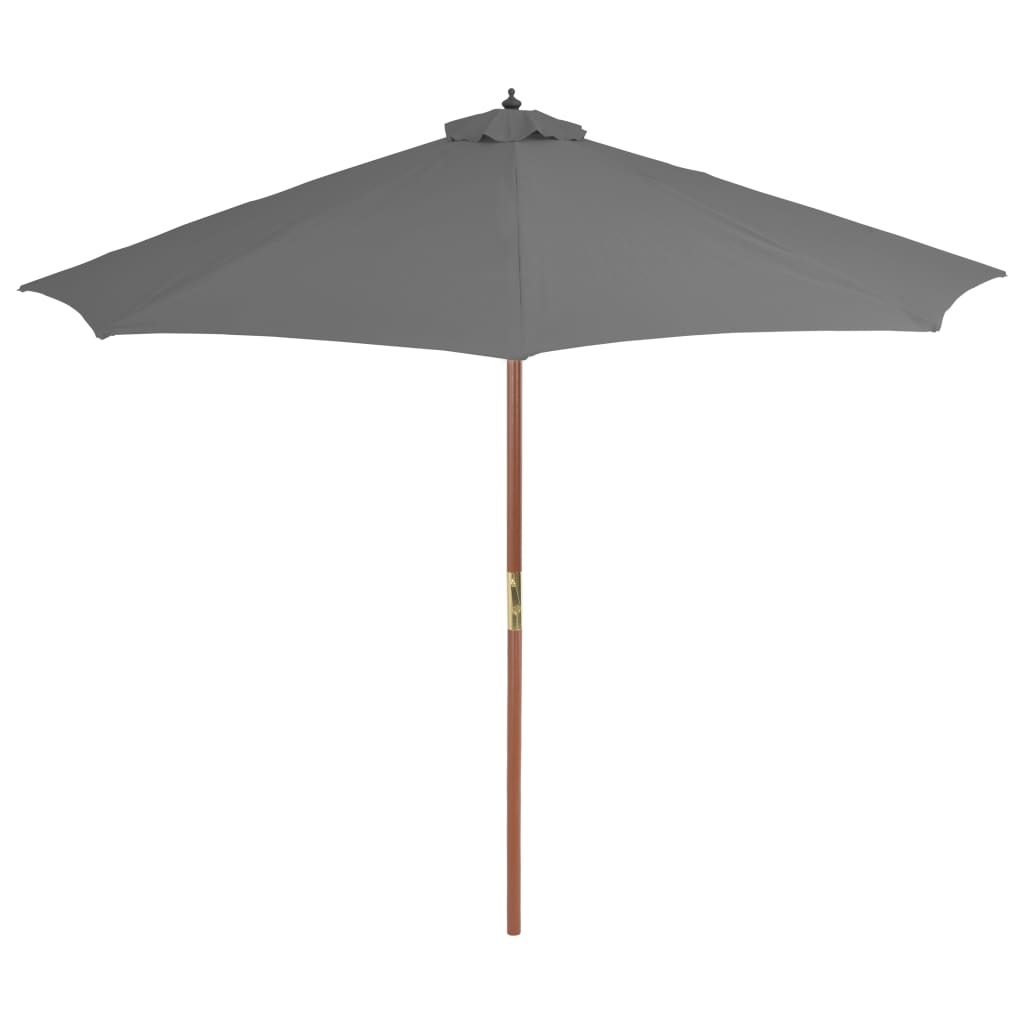 VidaXL Parasol met houten paal 300 cm antraciet