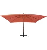 VidaXL Zweefparasol met houten paal 400x300 cm terracottakleurig