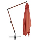 VidaXL Zweefparasol met houten paal 400x300 cm terracottakleurig