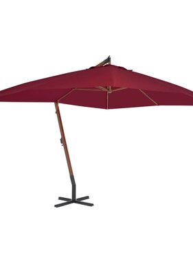 VidaXL Zweefparasol met houten paal 400x300 cm bordeauxrood