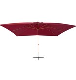 VidaXL Zweefparasol met houten paal 400x300 cm bordeauxrood