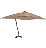 VidaXL Zweefparasol met houten paal 400x300 cm taupe
