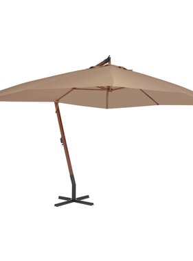 VidaXL Zweefparasol met houten paal 400x300 cm taupe