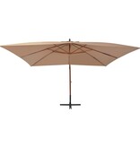 VidaXL Zweefparasol met houten paal 400x300 cm taupe