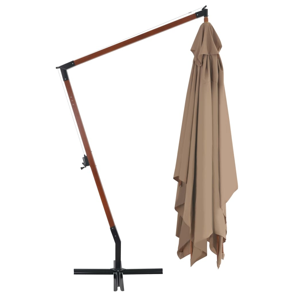 VidaXL Zweefparasol met houten paal 400x300 cm taupe