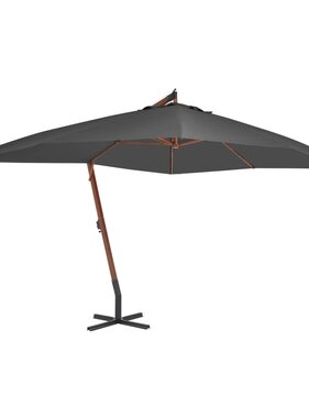 VidaXL Zweefparasol met houten paal 400x300 cm antracietkleurig