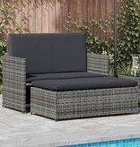VidaXL 2-delige Loungeset met kussens poly rattan grijs