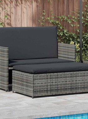 VidaXL 2-delige Loungeset met kussens poly rattan grijs
