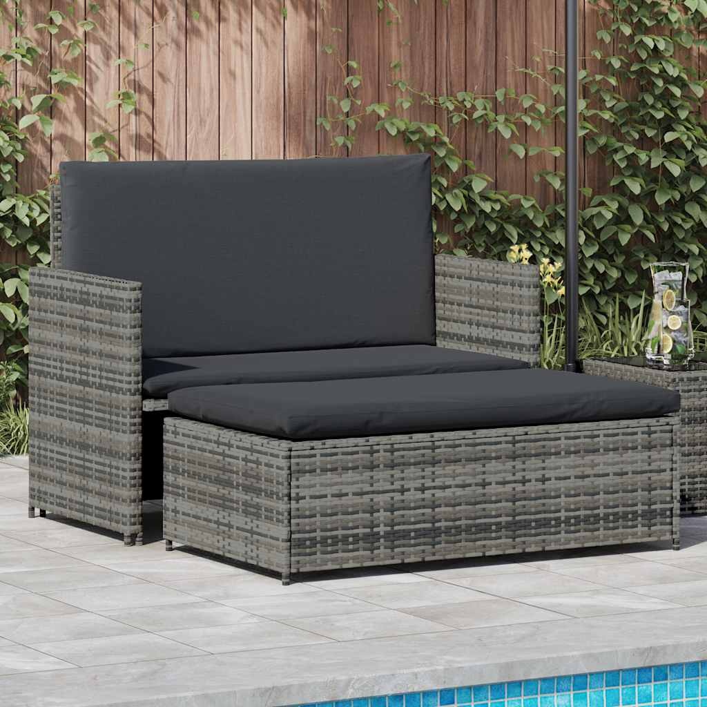 VidaXL 2-delige Loungeset met kussens poly rattan grijs