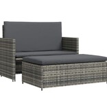 VidaXL 2-delige Loungeset met kussens poly rattan grijs