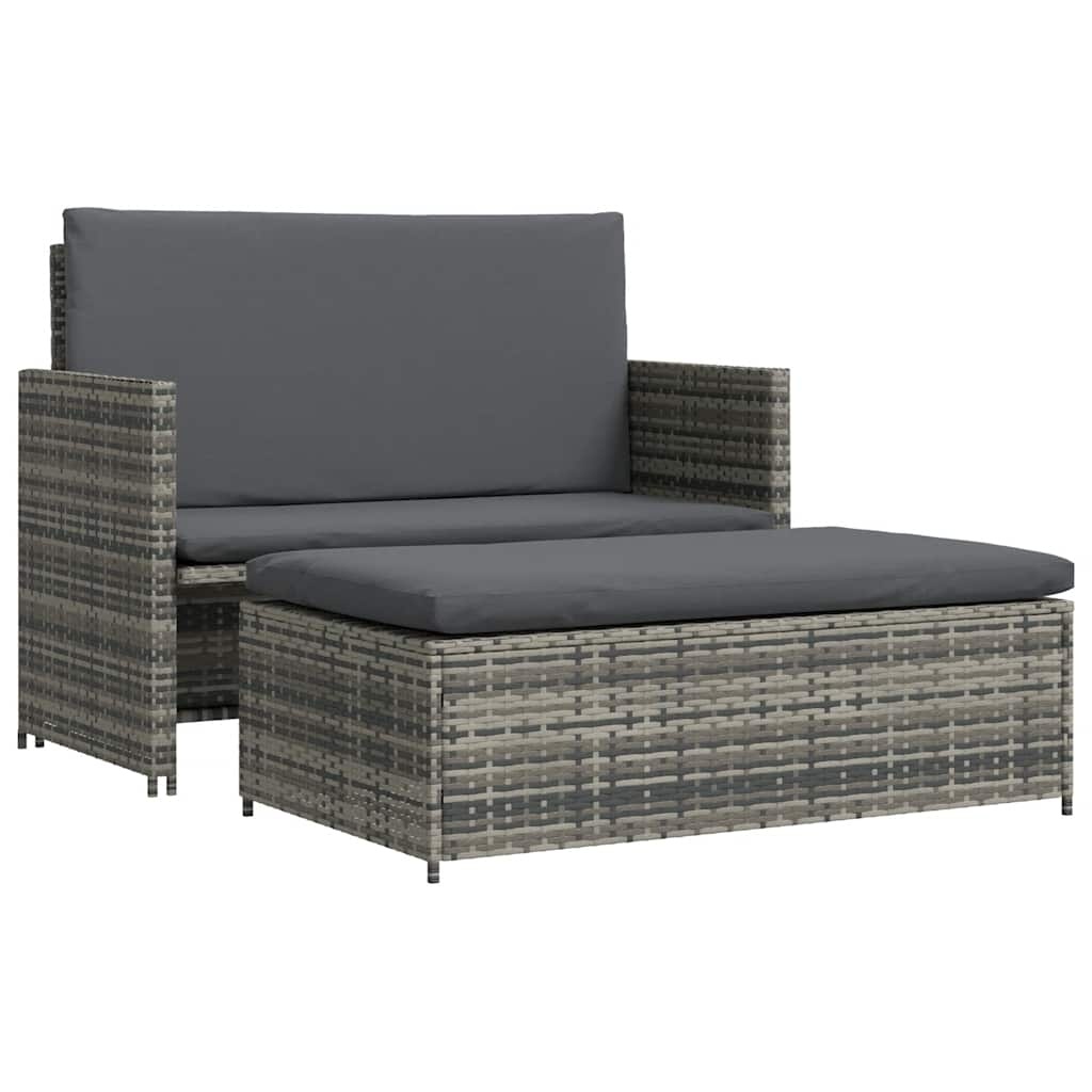 VidaXL 2-delige Loungeset met kussens poly rattan grijs
