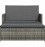 VidaXL 2-delige Loungeset met kussens poly rattan grijs