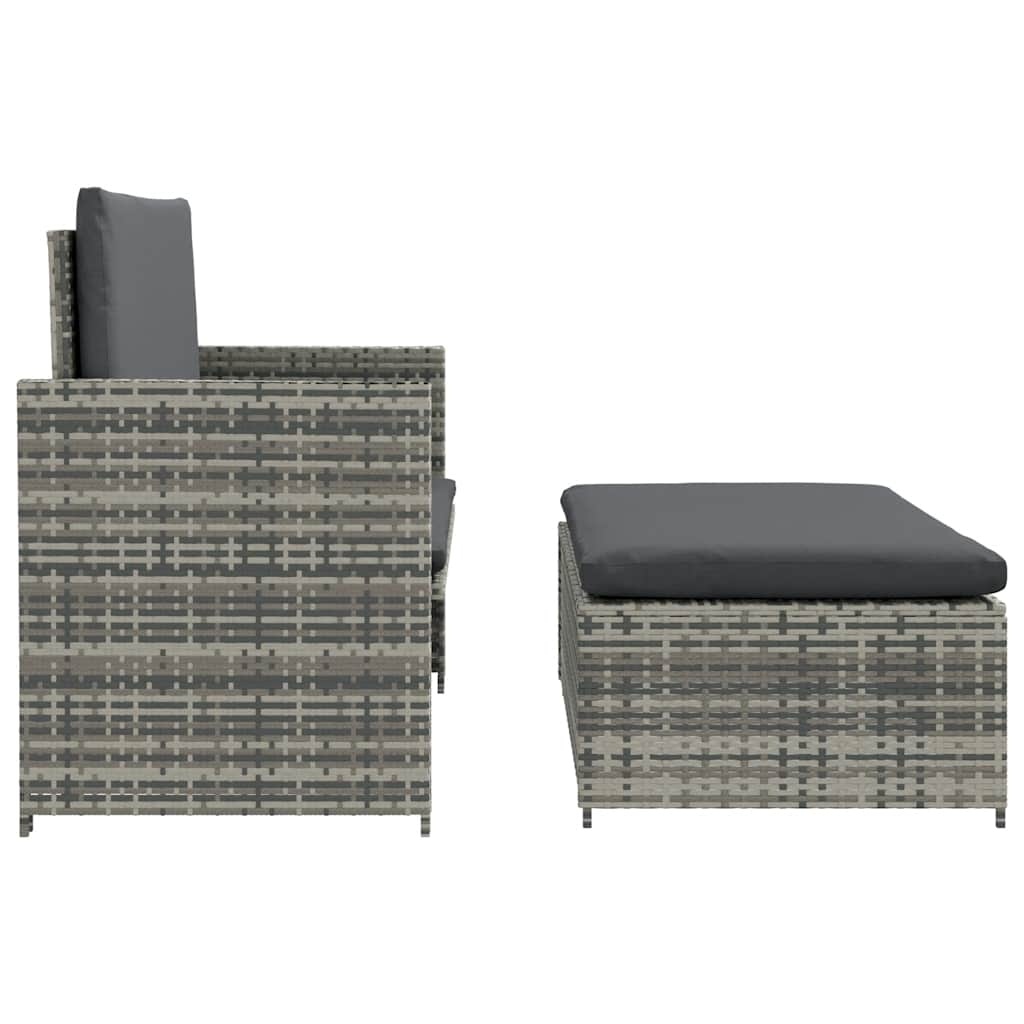 VidaXL 2-delige Loungeset met kussens poly rattan grijs