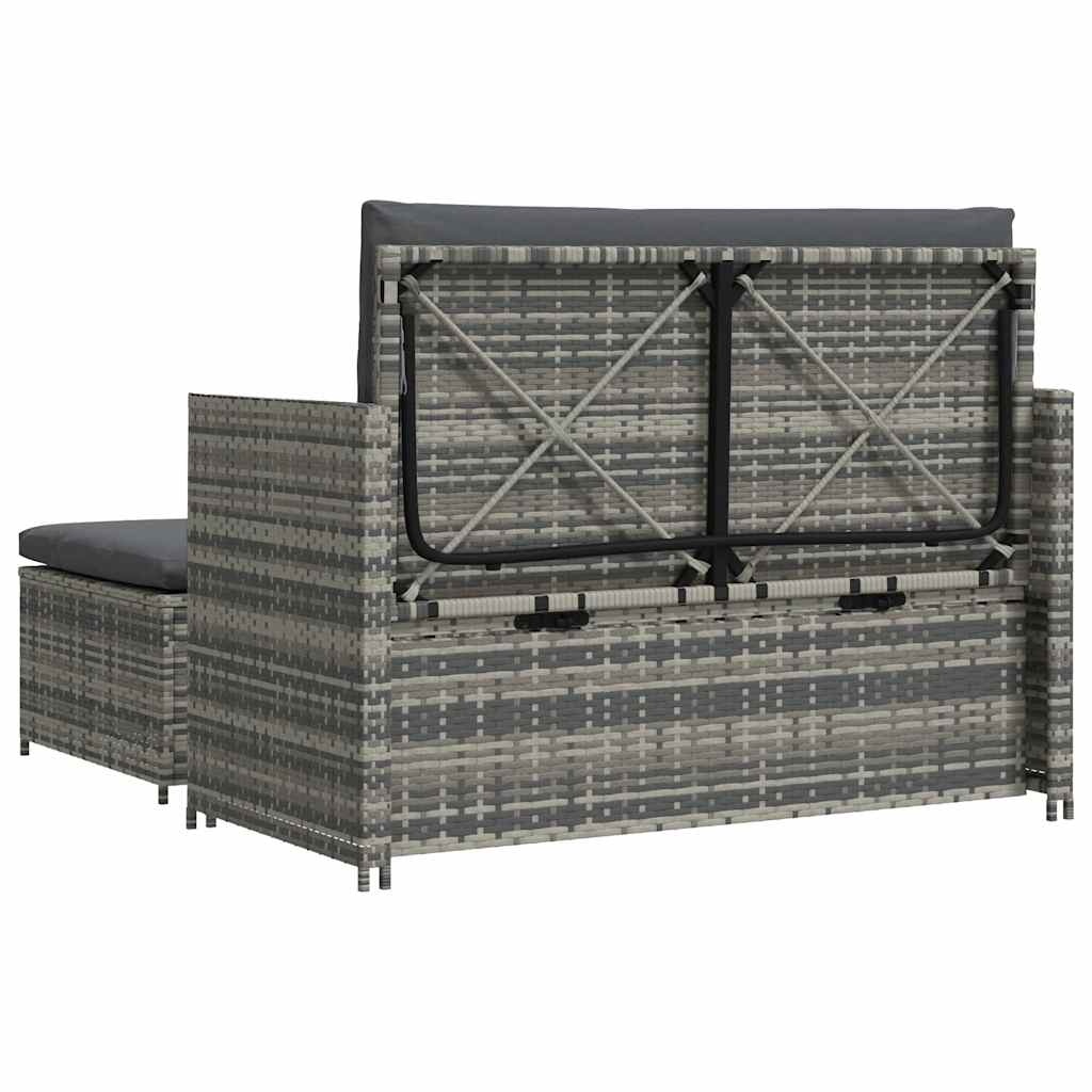 VidaXL 2-delige Loungeset met kussens poly rattan grijs