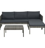 VidaXL 3-delige Loungeset met kussens poly rattan grijs