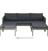 VidaXL 3-delige Loungeset met kussens poly rattan grijs