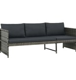 VidaXL 3-delige Loungeset met kussens poly rattan grijs