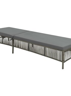 VidaXL Ligbed met kussen poly rattan grijs