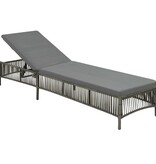 VidaXL Ligbed met kussen poly rattan grijs