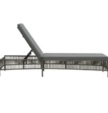 VidaXL Ligbed met kussen poly rattan grijs