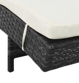 VidaXL Ligbed met wielen en kussen poly rattan zwart