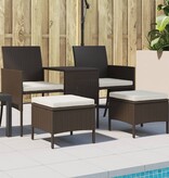 VidaXL Tuinbank met tafeltje en krukken tweezits poly rattan bruin