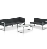 VidaXL 3-delige Loungeset met kussens aluminium zwart