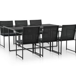 VidaXL 7-delige Tuinset met kussens poly rattan zwart