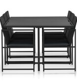 VidaXL 7-delige Tuinset met kussens poly rattan zwart