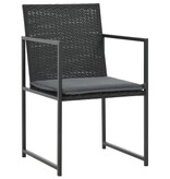 VidaXL 7-delige Tuinset met kussens poly rattan zwart