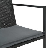 VidaXL 7-delige Tuinset met kussens poly rattan zwart