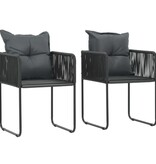 VidaXL Tuinstoelen 2 st met kussens poly rattan zwart
