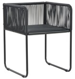 VidaXL Tuinstoelen 2 st met kussens poly rattan zwart