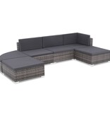 VidaXL 6-delige Loungeset met kussens poly rattan grijs