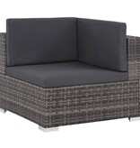 VidaXL 6-delige Loungeset met kussens poly rattan grijs