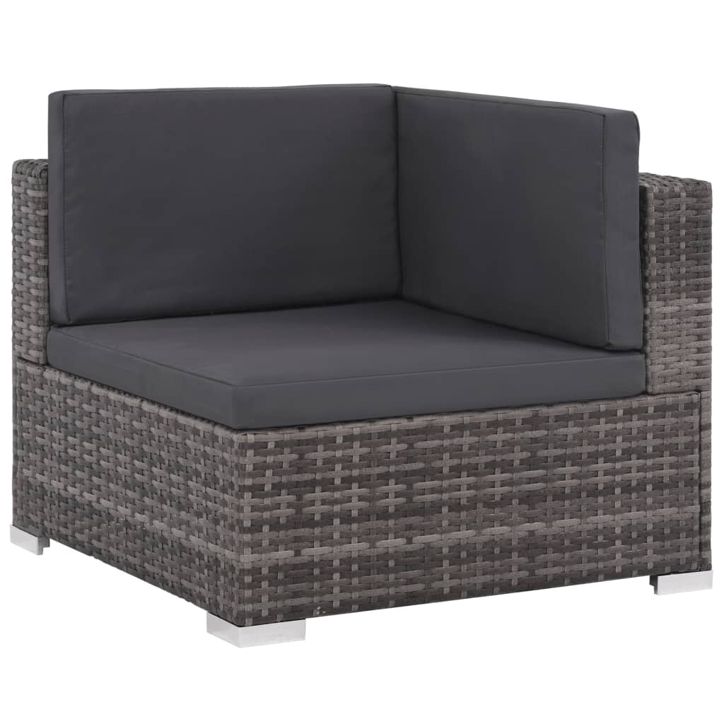 VidaXL 6-delige Loungeset met kussens poly rattan grijs