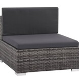 VidaXL 6-delige Loungeset met kussens poly rattan grijs