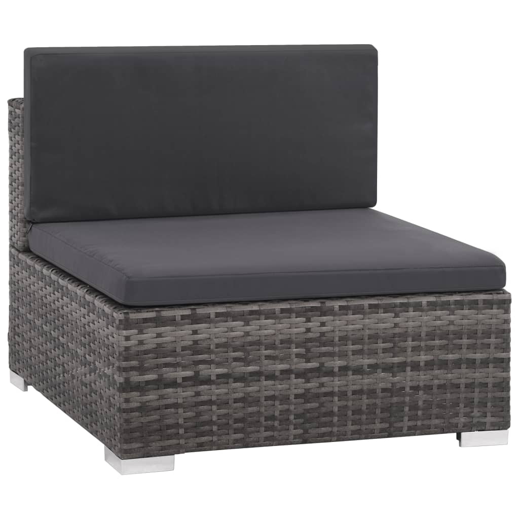 VidaXL 6-delige Loungeset met kussens poly rattan grijs