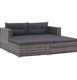 VidaXL 3-delige Loungeset met kussens poly rattan grijs