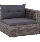 VidaXL 3-delige Loungeset met kussens poly rattan grijs