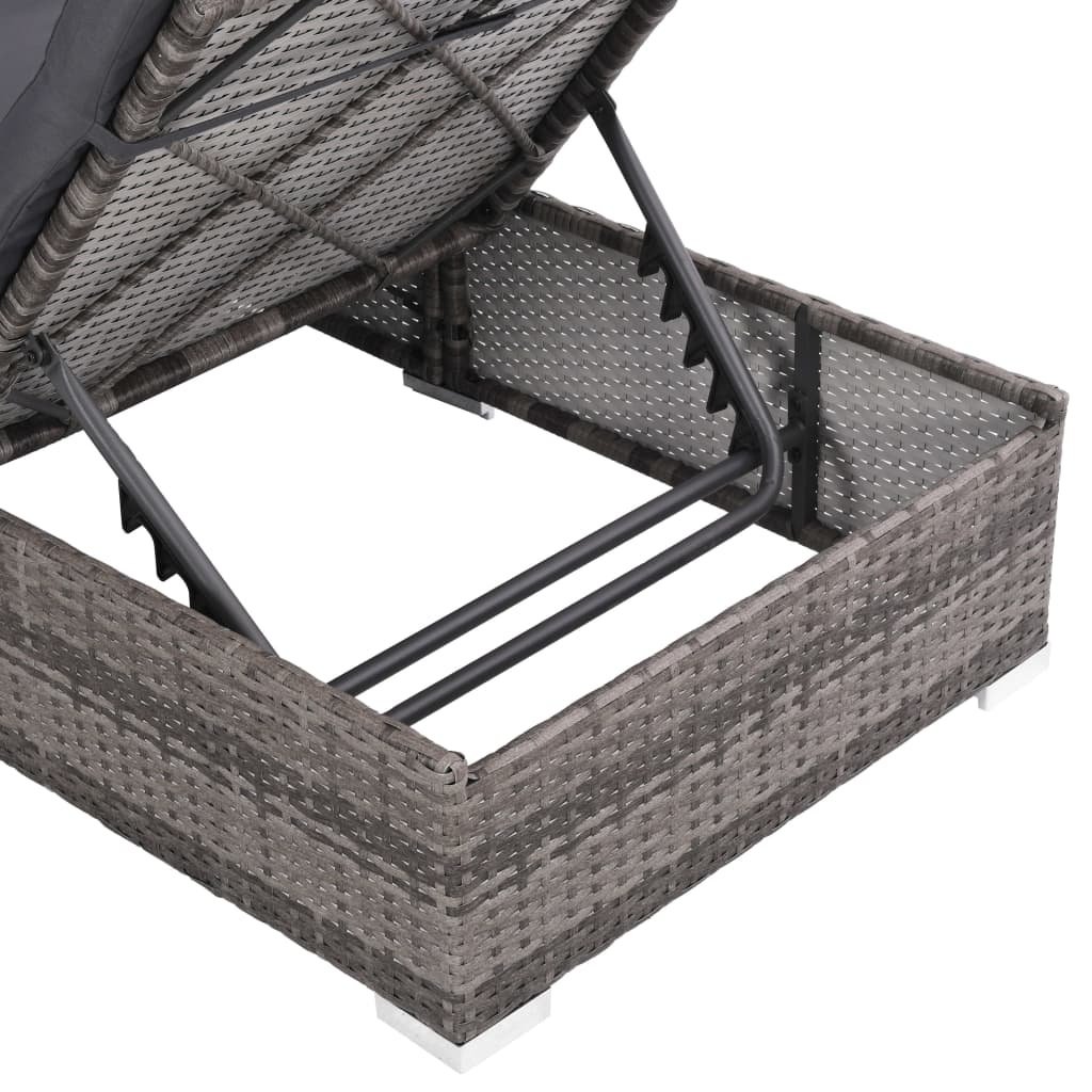 VidaXL 3-delige Loungeset met kussens poly rattan grijs