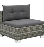 VidaXL 10-delige Loungeset met kussens poly rattan grijs