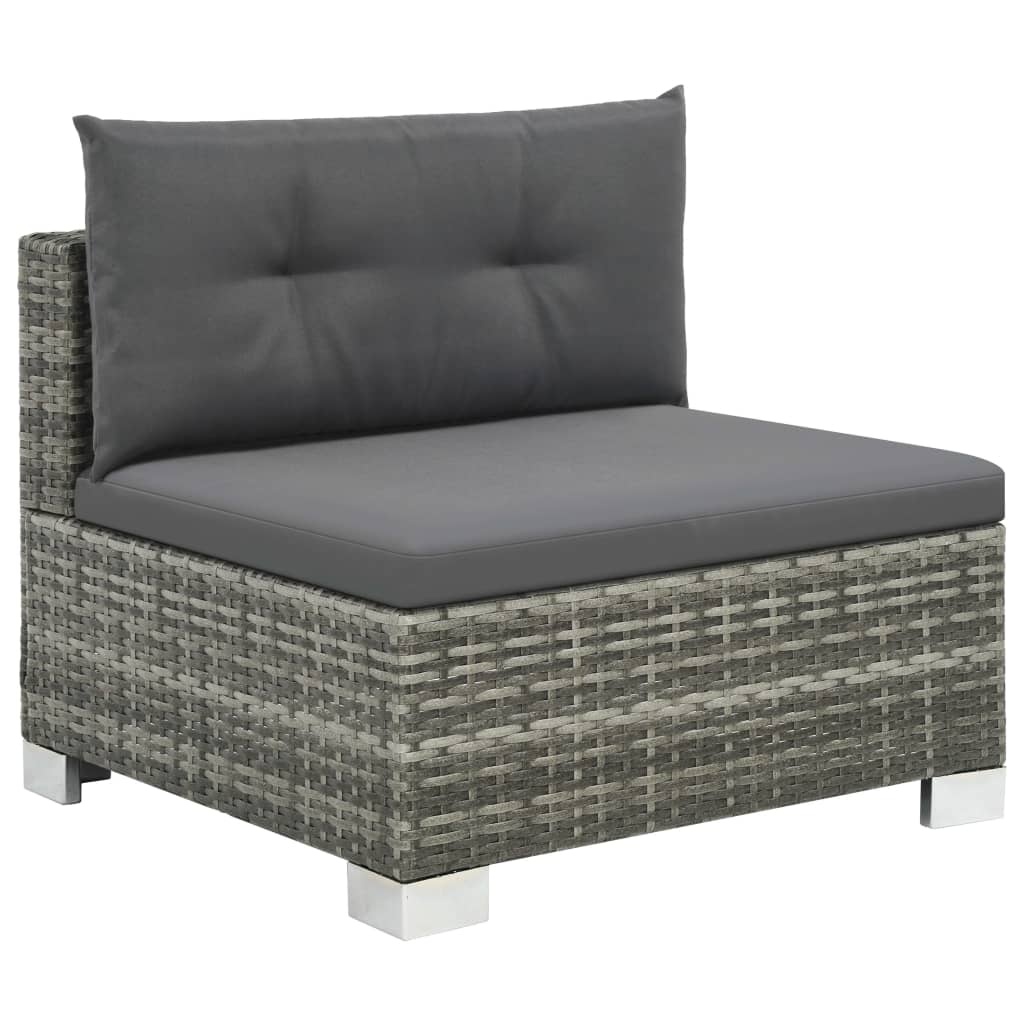 VidaXL 10-delige Loungeset met kussens poly rattan grijs