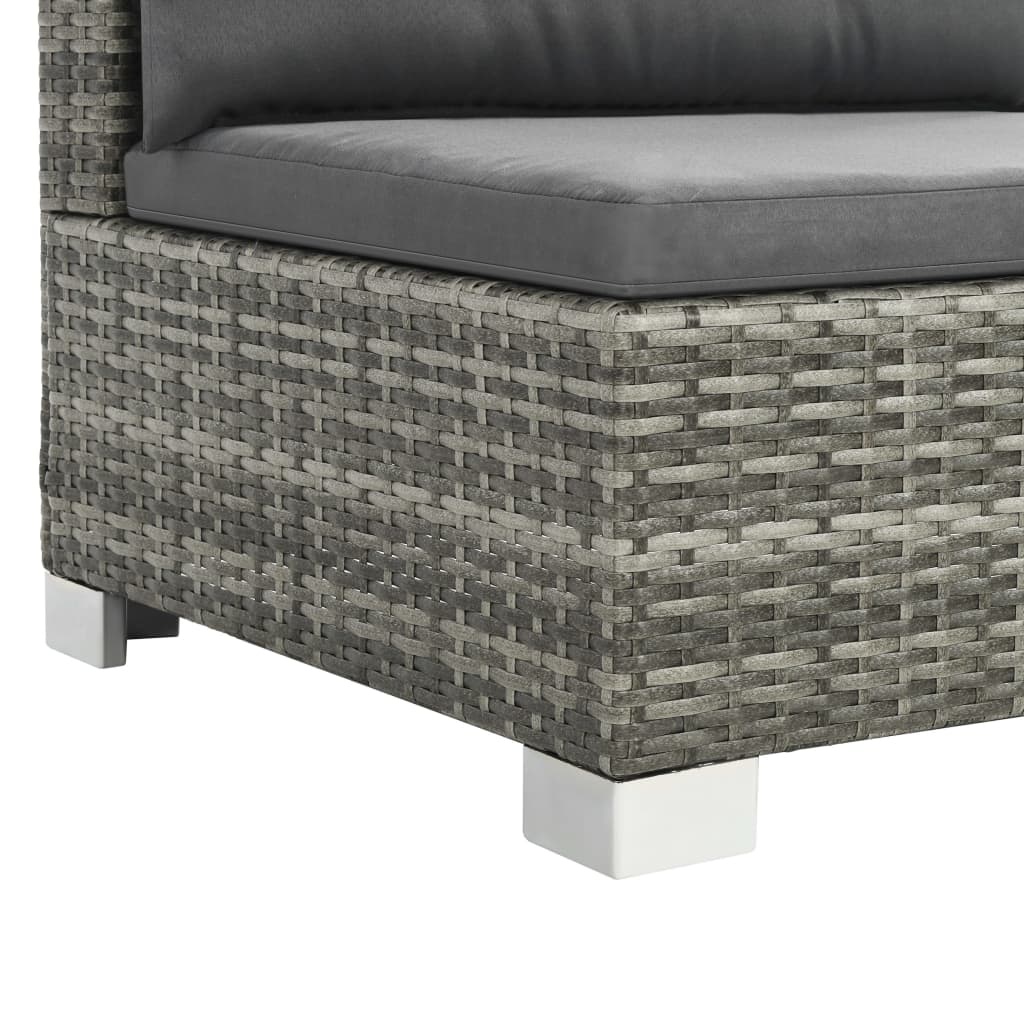 VidaXL 10-delige Loungeset met kussens poly rattan grijs
