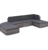VidaXL 6-delige Loungeset met kussens poly rattan grijs