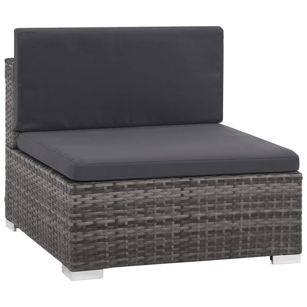 VidaXL 6-delige Loungeset met kussens poly rattan grijs