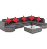 VidaXL 8-delige Loungeset met kussens poly rattan grijs